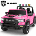 thumbnail image 1 of 24V 2 Seats Ride On Car for Kids, Licensed RAM RHO 1500 Powered Electric Car with 4 Wheels Spring Suspesion, Ride On Toy for 3-8 Year Boys & Girls with Remote Control, Horm, Siren, LED Lights, Pink, 1 of 9