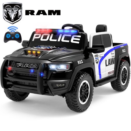 RAM RHO 1500 24V 2 Seat Ride On Car for Kids Age 3-8, Electric Car w/Remote Control, Bluetooth, MP3 Music, Lights, Powered Ride On Toy with 4 Wheels Spring Suspesion for Boys & Girls, Police