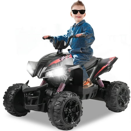 COCLUB 24V Powered Ride on ATV, Kids 4 Wheeler Ride on Car Toys, 80W Motor, MP3 Player, LED Light, Bluetooth Function, Electric Motorcycle for 3-8 Years Old Boys Girls, Black