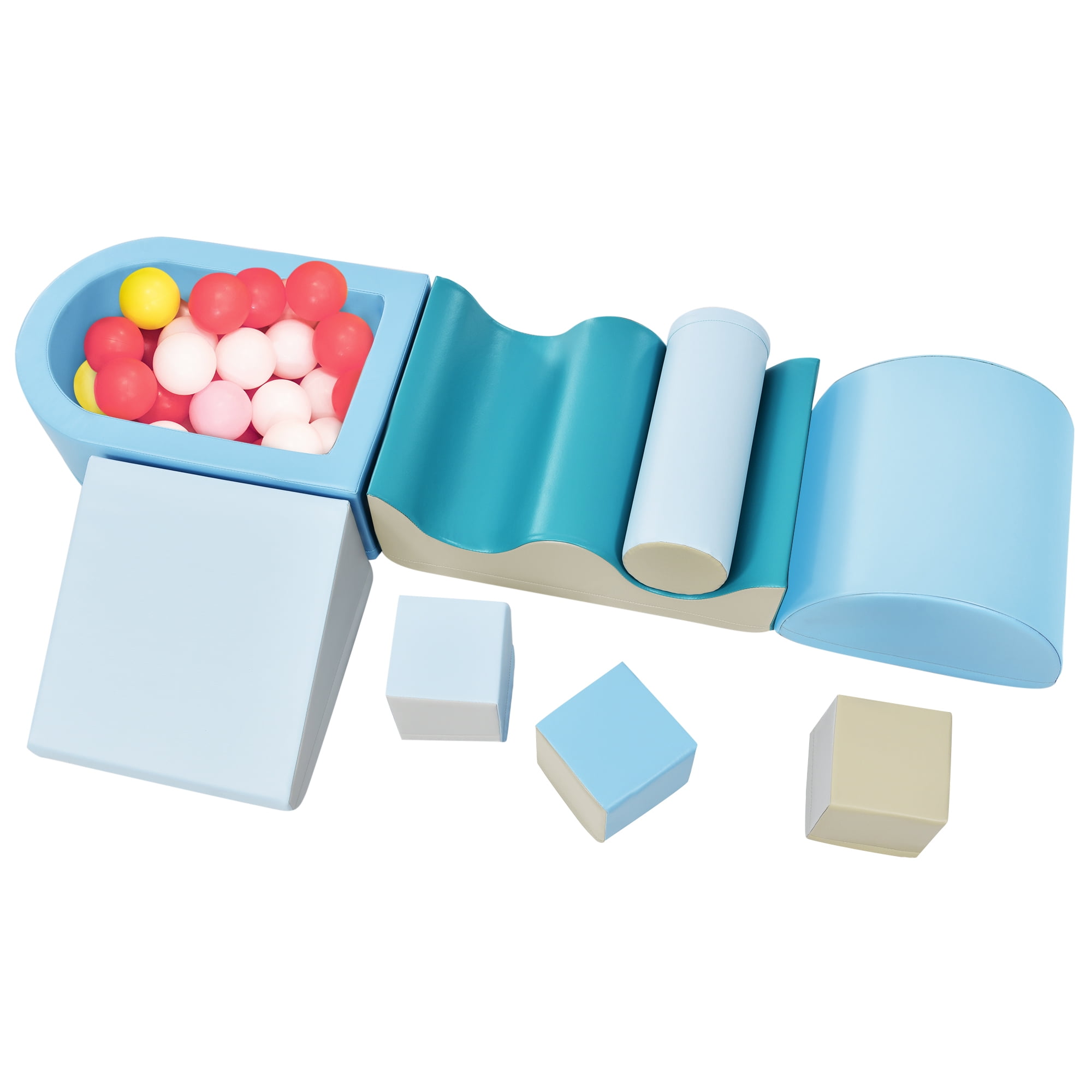 COCLUB Foam Climbing Blocks for Toddlers, 8-Piece Climbing Toys for Toddlers 1-3 Inside with Ball Pits