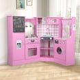 thumbnail image 1 of COCLUB Kitchen Play Set, Large Wooden Corner Pretend Kitchen w/Light and Sound, for Big Kid Ages 3+, 1 of 11