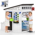 thumbnail image 1 of COCLUB Outdoor Playhouse with Workbench, Pegboard and Ball Track, Storage Shed Wooden Playhouse for Kids Toddler Ages 3+, 1 of 8