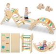 thumbnail image 1 of COCLUB Pikler Triangle Climbing Set, 7in1 Toddler Climbing Toys Indoor with Arch&Ramp&Ladder, Climbing Toys for Toddlers 1-3 Inside Gym - Rainbow, 1 of 9