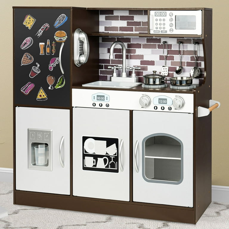 Wooden Play Kitchen - Realistic Play Set with Stovetop + Oven + Sink + –  Cozy Hub