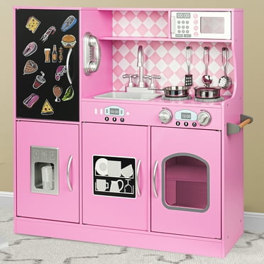 Spark. Create. Imagine. Deluxe Wooden Play Kitchen - Pink - Walmart.com