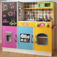 thumbnail image 1 of COCLUB Play Kitchen, Wooden Kids Kitchen Playset with Chalkboard, Ice Maker, Play Phone, Cookware Accessories, Microwave Toy Kitchen Gift for Boys Girls Age 3-8 Colour, 1 of 9