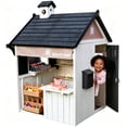 thumbnail image 1 of COCLUB Kids Outdoor Playhouse, 2-In-1 Grocery Store Pretend Play and Backyard Grill Station, Outside Wood Playhouse W/ Play Food Cash Register, Chalkboard and Mailbox for Boys Girls Ages 4-8, White, 1 of 9