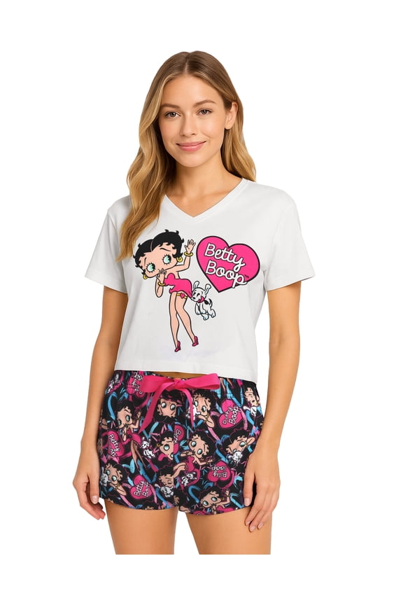 Betty Boop Womens Pajama Set - 2 Piece Short Sleeve Top & Sleep Shorts (Sizes: S-XL)