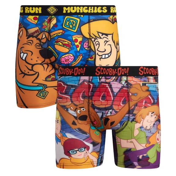 COCO BRANDS Mens Boxer Briefs - 2 Pack Scooby-Doo No Fly Cotton Lined Support Boxers for Men (M-XL)