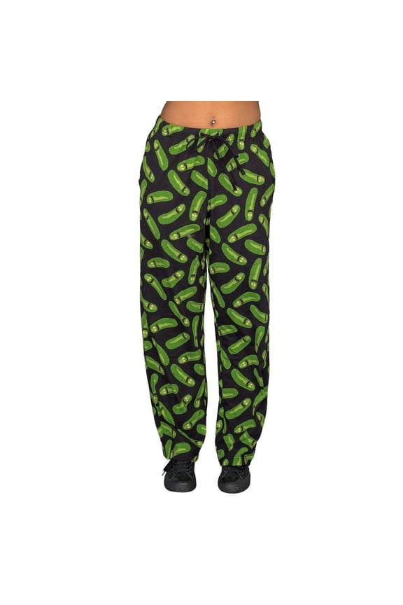 Rick and Morty by Coco Brands Pickle Rick Lounge Pants, Black, Green