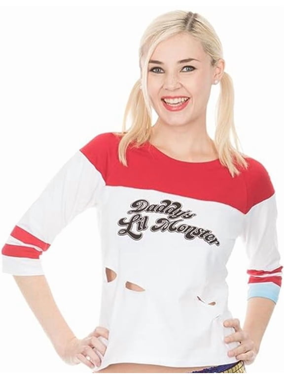 Harley Quinn Suicide Squad Women Halloween Fancy-Dress Costumes with Daddy Little Monster T-Shirt