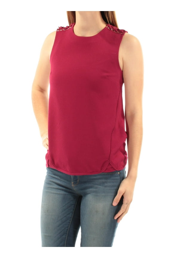 $130 Womens New 1622 Red Shoulder Lace Up Sleeveless Top S B+B