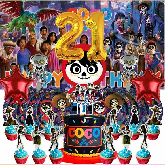 COCO Dream 21th Tableware Balloons Cake Toppers Backdrop Banner Supplies Party Decor Plates Decorations