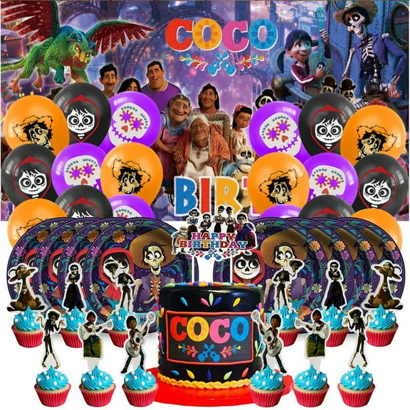 COCO Dream Party Supplies Cake Topper Paper Plates Banner Decor Tableware Balloons Birthday Decorations