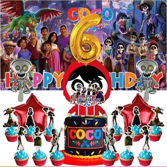 COCO Dream Party Supplies Decor 6th Kit Balloons Birthday Cake Topper Banner Backdrop Decorations