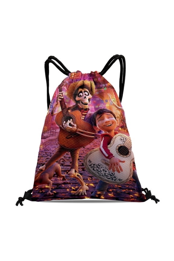 COCO Dream-theme Drawstring Backpack Sports Gym Bag Water Resistant String Bag Cinch Bag12''X16''30X40cm