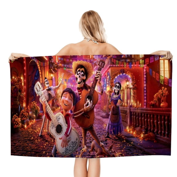 COCO Dream-theme Gifts Quick-dry Beach Towel for Women Girl Birthday Inspired Fan Bath Outdoor Music Lover30.7 x 59 in78 X 150 CM