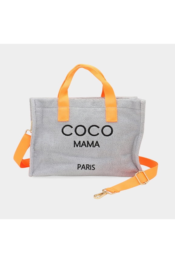 COCO MAMA Message Pointed Terry Small Tote Bag / Crossbody Bag