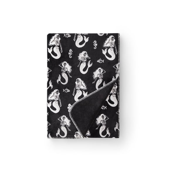 Boo-tique Skeleton Mermaids Coco 50" x 72"Plush Throw