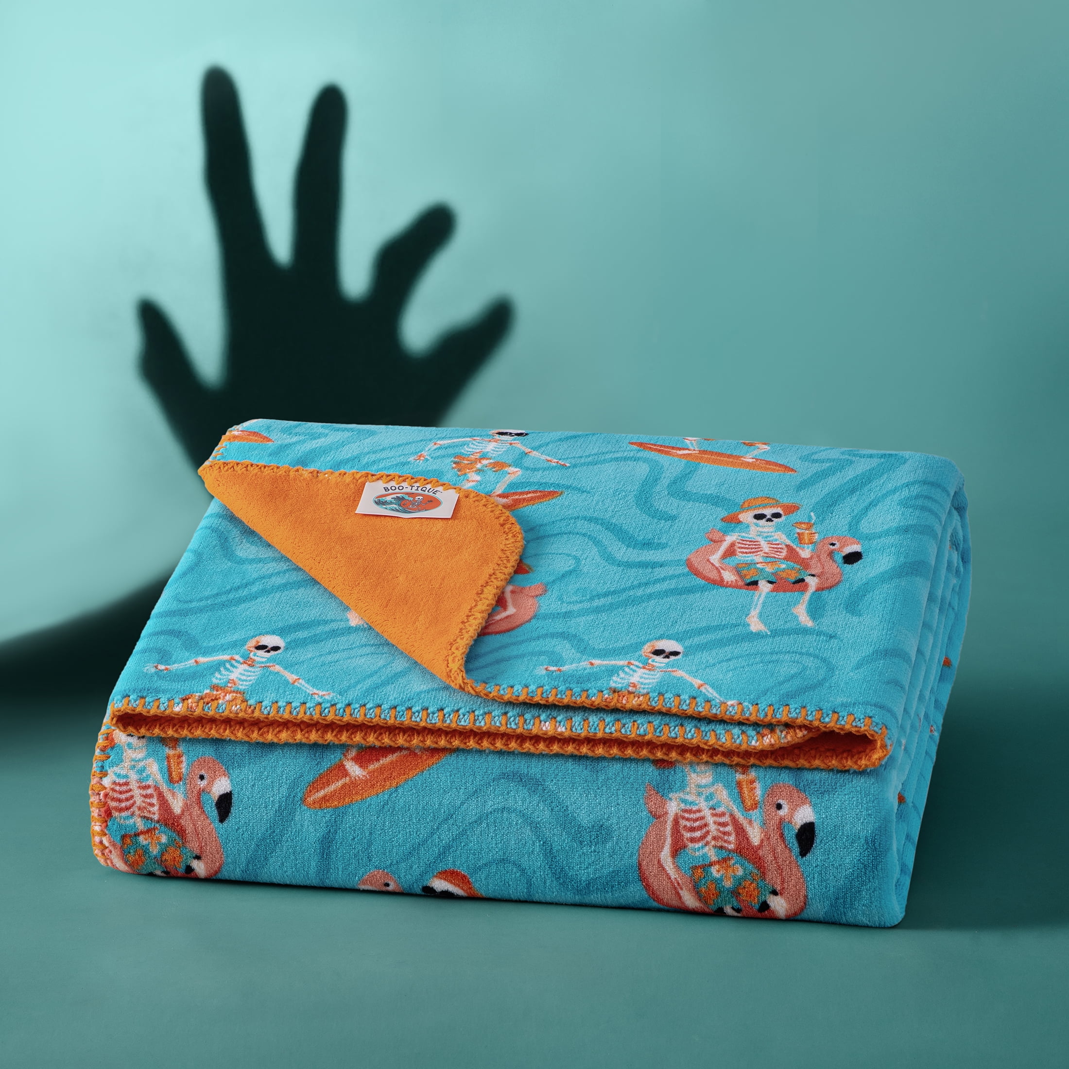 Boo-tique Soft Throw Blanket, Cozy Blanket for Couch, Halloween Skeletons, Blue, 50" x 72"