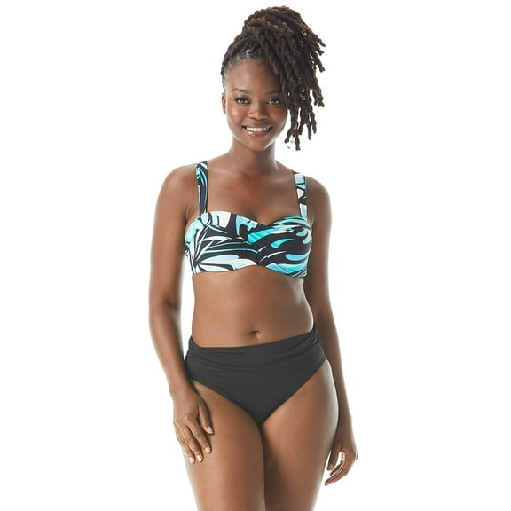 COCO REEF Cassis Swirl Five-Way Bra Sized Bikini Top Black Multi 36-38C