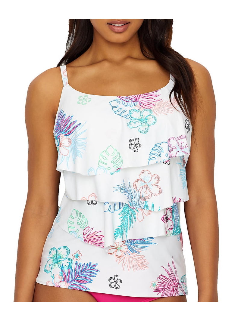 COCO REEF WOMENS RUFFLE BRA SIZED UNDERWIRE SWIMSUIT TANKINI TOP