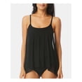 thumbnail image 1 of COCO REEF Women's Black Stretch Sheer Handkerchief Hem Lined Adjustable Racerback Scoop Neck Swimsuit Top 32 C, 1 of 2