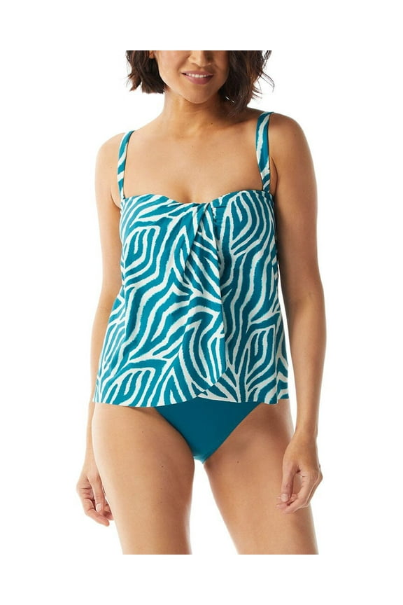 COCO REEF Women's Contours Clarity Bandeau Tankini Top (Teal Cove, 12/36C)