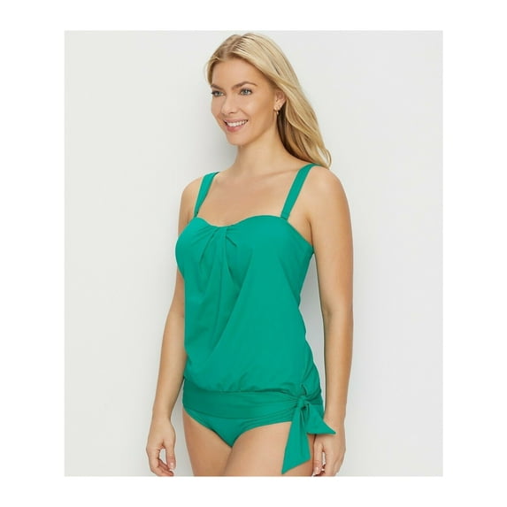 COCO REEF Women's Turquoise Stretch Tie Convertible Adjustable Grace Bandeau Tankini Swimsuit Top 36D