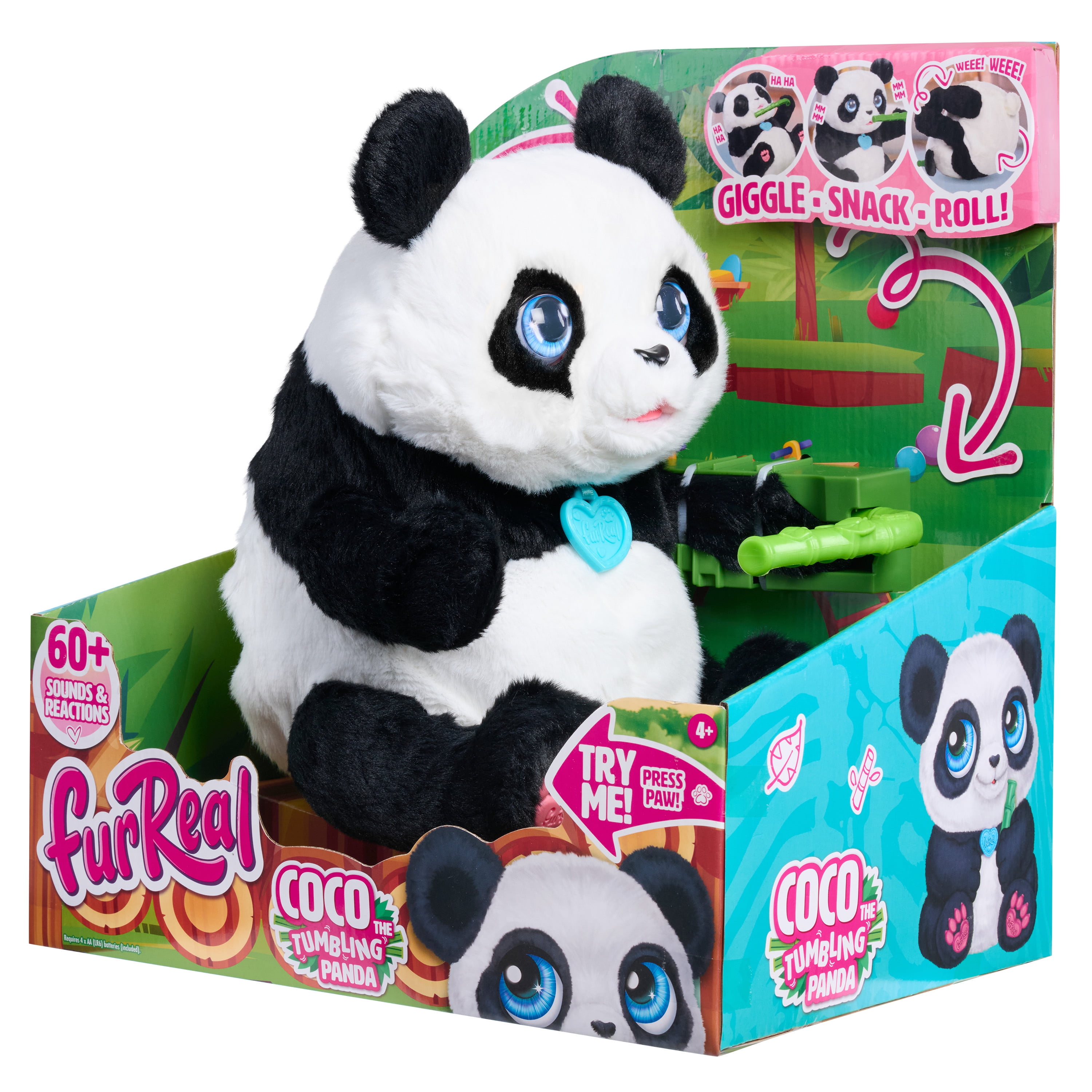 furReal Coco the Tumbling Panda, Interactive Plush Panda, 10.5