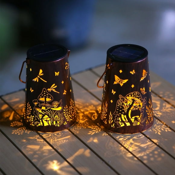 COCOBELA 2 Pack Dragonfly Solar Lantern Lights Outdoor Decor, Hanging Metal Waterproof with LED Light, Landscape Lights for Garden Patio Yard Lawn Backyard Front Porch Gifts for Mom Grandma
