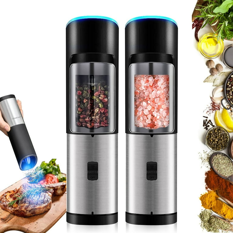Stainless Steel Electric Salt and Pepper Grinder Set Stainless Steel Electric Salt and Pepper Grinder Set