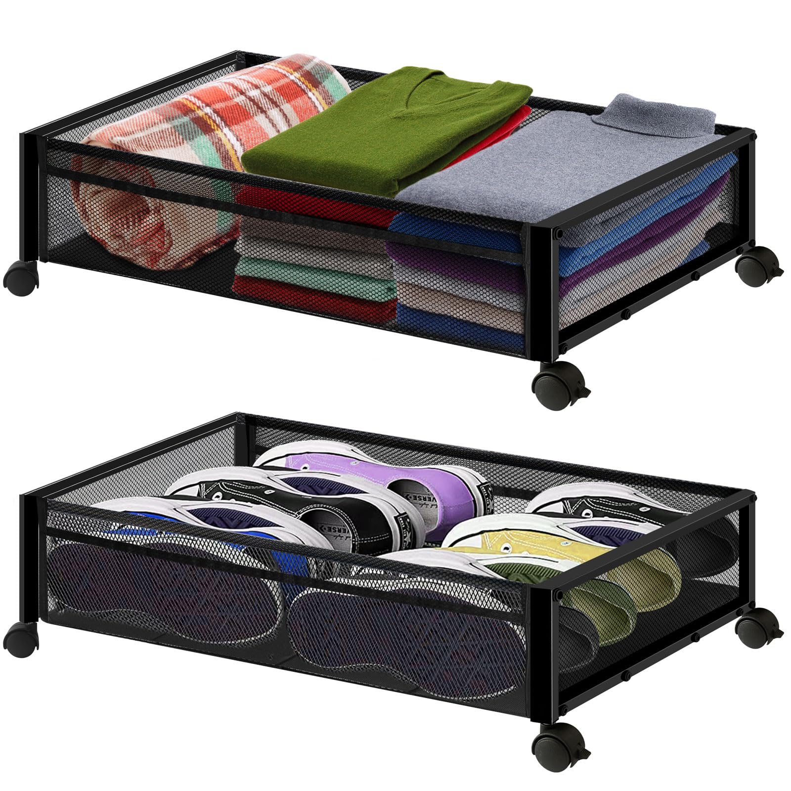 IRIS USA Under Bed Plastic Storage Box with Drawer, White