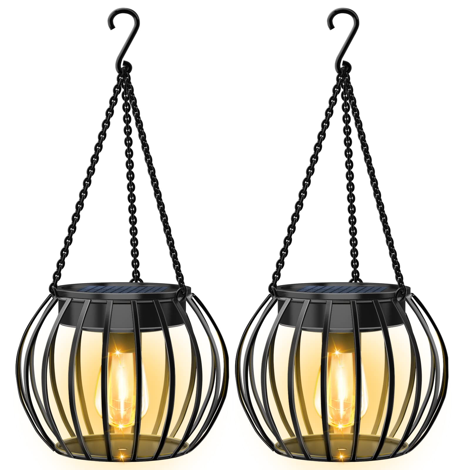 COCOBELA 2Pack Solar Outdoor Lights Upgraded Hanging Solar Lantern Metal Solar Lights Outdoor Waterproof Lanterns Decorative Outdoor Lights Solar Powered Tree Lantern for Garden Yard Patio Pathway