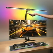 COCOBELA RGB Double Swing Arm Desk Lamp - 24W Ultra Bright Auto Dimming Desk Light, Multi-Angle Adjustment, Touch Control Desktop Lamp- Ideal for Home Office, Gaming, Reading, Work