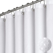 COCOBELA Waffle Shower Curtain, White Shower Curtain with Waffle Weave, Heavy Duty Fabric Shower Curtain, Hotel Quality Bathroom Shower Curtains, 72 x 72 Inches