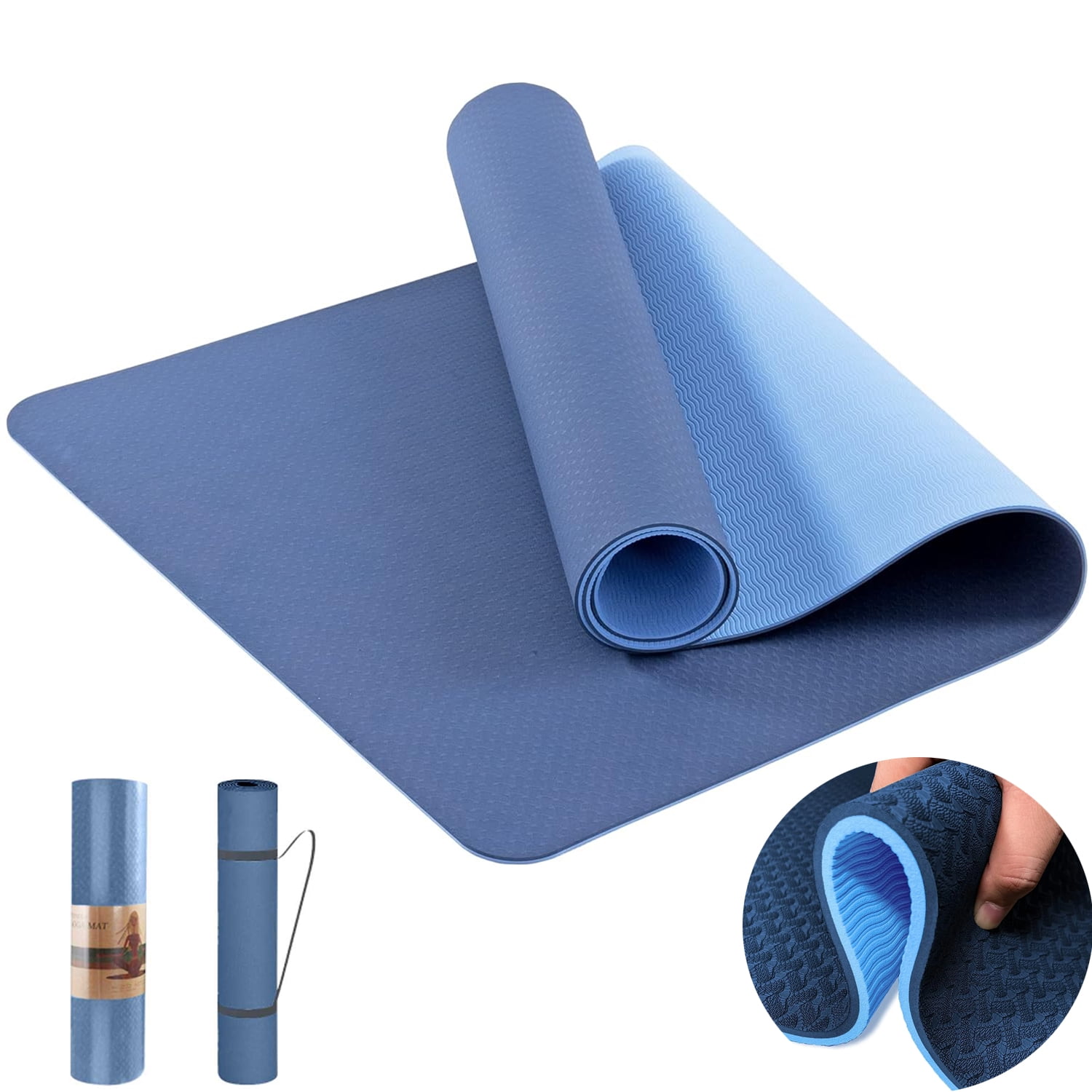 COCOBELA Yoga Mat 72 x 24'' Exercise Mats 8mm TPE Non-Slip Extra Thick High-Density Eco Friendly for Yoga Workout Pilates Yoga Mats for Women Men
