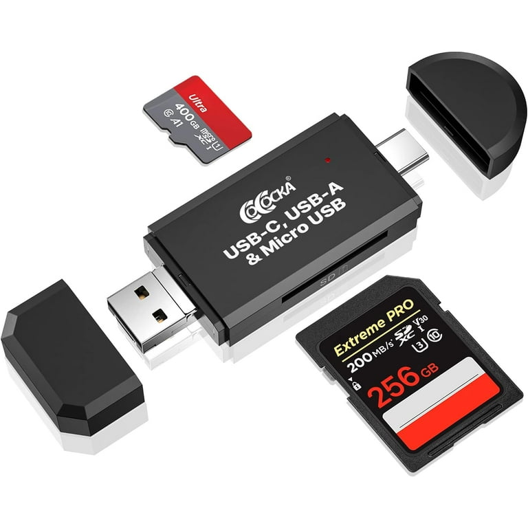 COCOCKA USB C Memory Card Reader, 3-in-1 Micro USB to USB Type-C OTG  Adapter and USB 2.0 Portable Memory Card Reader for SDXC, SDHC, SD, MMC, Micro  SDXC, Micro SD, Micro SDHC
