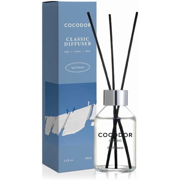 COCODOR Classic Reed Diffuser/April Breeze/3.4oz(100ml)/1 Pack Fragrance Scent Essential Oil Stick Diffuser Set for Bedroom Bathroom Home Dcor