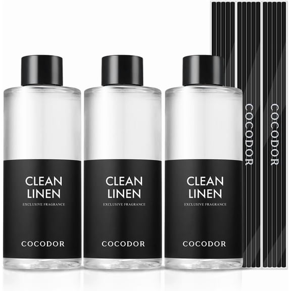 COCODOR Reed Diffuser Oil Refill/Clean Linen /6.7oz(200ml) / 3 Pack/Aromatherapy, Home Fragrance, Scented Oils, Oils for Diffuser, Bathroom Decor
