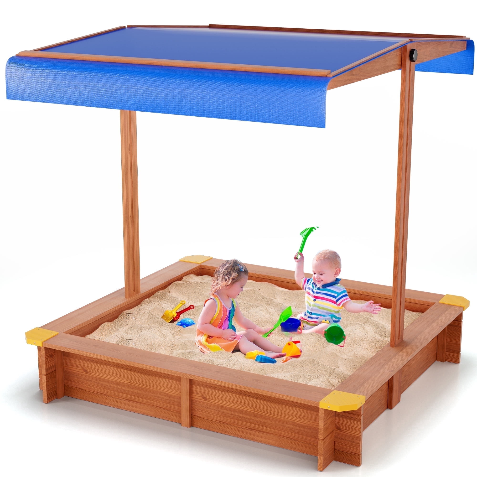 KFFKFF Wooden Sandbox, Dimensions 52.4x47.2x16.9 inches, Featuring