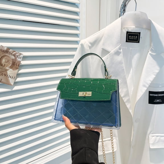 COCOER new retro bag, portable transparent versatile shoulder messenger jelly bag, pvc splicing bag