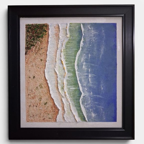 COCOGOODWILL Beach Texture Acrylic Framed Painting