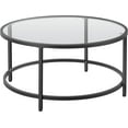 thumbnail image 1 of COCOKUN 36" Round Glass Coffee Table, Black Circle Coffee Table Center Table with Glass Top, Small Coffee Table for Living Room, Office & Apartment, 1 of 9