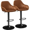 thumbnail image 1 of COCOKUN Bar Stools Set of 2, PU Leather Swivel Counter Height Barstools, Adjustable Bar Chairs with Backrest and Footrest, Kitchen Island Stool for Home Kitchen, Retro Brown, 1 of 10
