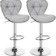 thumbnail image 1 of COCOKUN Bar Stools Set of 2, PU Leather Swivel Adjustable Barstools with Shell Back, Bar Chairs with Foma Padded for Home, Kitchen, Light Grey, 1 of 7