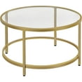 thumbnail image 1 of COCOKUN Gold Glass Coffee Table for Living Room, 27.6" Round Glass Coffee Table with Metal Frame, Circle Coffee Table for Home, Office, Apartment, 1 of 8