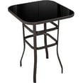 thumbnail image 1 of COCOKUN Patio Bar Table Tempered Glass, Height High Top Outdoor Pub Height Bistro Square Table for Paito Lawn Garden, Brown, 1 of 9