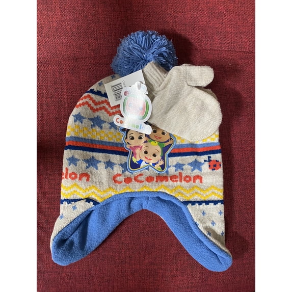 COCOMELON WINTER HAT AND MITTEN COLOR AND STARS