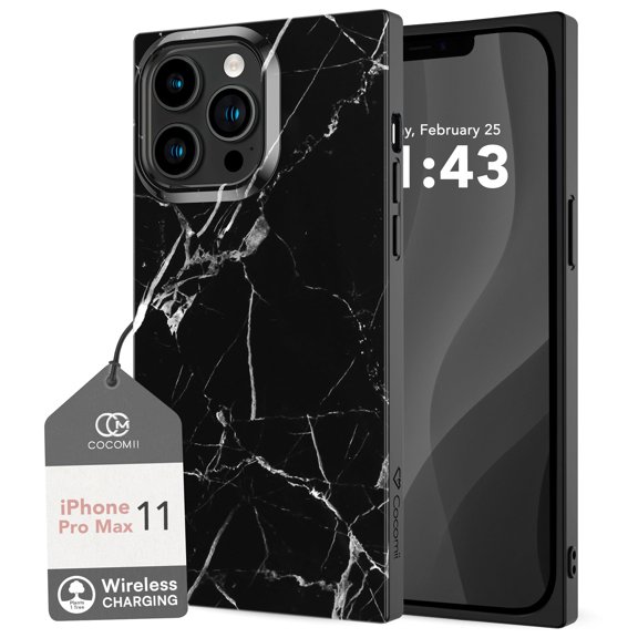 COCOMII Rectangle for iPhone 11 Pro Max Case, Black Marble